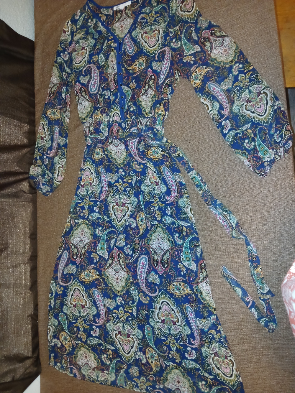 DR2 Navy Paisley Long-Sleeve Dress